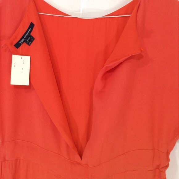 French Connection Orange Aleza Short Sleeve Crepe Self-Tie Jumpsuit Sz 8 - Picture 6 of 7